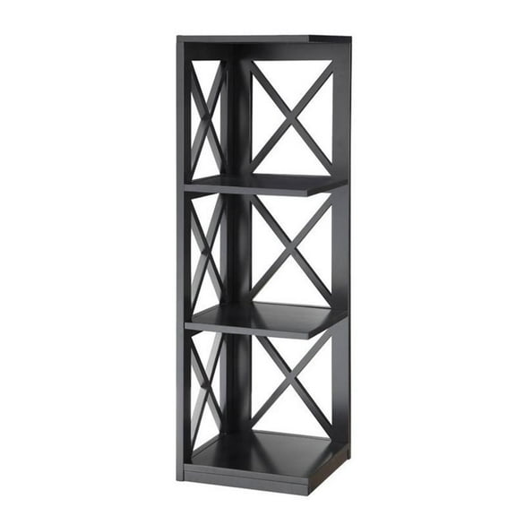 Scranton & Co 3 Shelf Corner Bookcase in Black