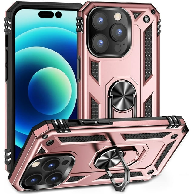 Étui Robuste avec Béquille Intégrée pour Apple iPhone 15,14,13,12,11, XR,8 Protection Double Couche avec Anneau de Support Rotatif, Étui Robuste
