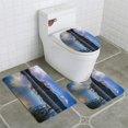 thumbnail image 1 of ABPHQTO Amanecer diente de sierra Juego de alfombras de baño de 3 piezas Alfombra de baño Alfombra de contorno y tapa de inodoro, 1 of 2