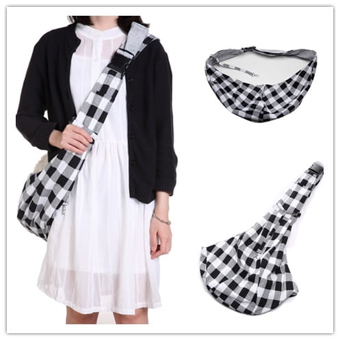 Porte-chien Noir et Blanc (Bas 60cm), Bandoulière Réversible Porte-Chien, Bandoulière Réglable pour Chien, Sac de Transport pour Chiot avec Crochet de Collier pour Chien / Chat / Lapin jusqu'à 4,99 Kg