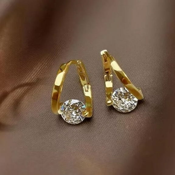 2.00 Ct Round Cut Simulated Diamond Hoop Earrings, 14K Yellow Gold Plated Sterling Silver for Women