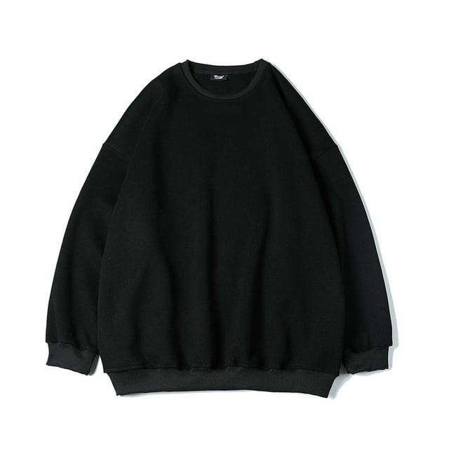Blusas y camisas de manga larga con cuello redondo para hombre, sudadera holgada con cuello redondo de color liso, blusa de poliéster para hombre