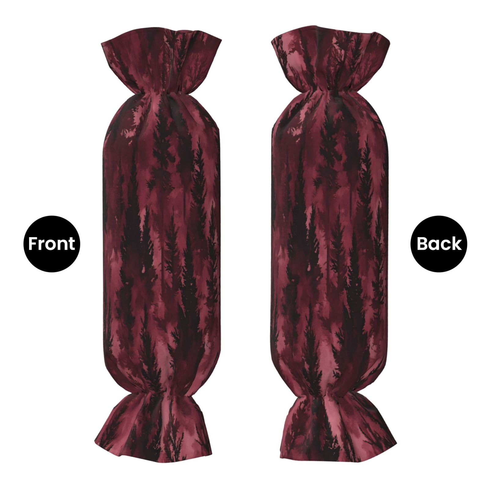 Candy Throw Pillow Travel Cervical Pillow Cylindrical Neck Body Cushion With Insert For Bed Couch Home Decor 9.8x24.4in Realistic Forests Camouflage Pattern Conifer Maroon_3