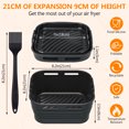 thumbnail image 4 of LIZEVINC Silicone Air Fryer Liners, Foldable & Thickened with Handles, 2-Pack 8.2"x3.5" Extra Deep Reusable Baskets with Oil Brush, Non-Stick 8inch Air Fryer Accessories, Black, 4 of 11