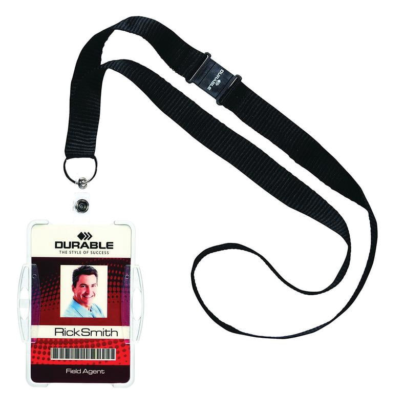 DURABLE Open Face Style ID Badge Holders for One Badge with Lanyard, Horizontal or Vertical Orientation, Clear, Pack of 10 (826619)