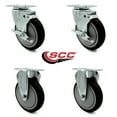 thumbnail image 2 of 5 Inch Black Polyurethane Wheel Swivel Top Plate Caster Set with 2 Brake 2 Rigid, 2 of 2
