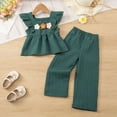 thumbnail image 2 of TOWED22 Baby Girl Toddler Outfits 2pcs Sleeveless Gingham Print Smocked Camisole Solid Color Long Pants(Green,4-5 Y), 2 of 6