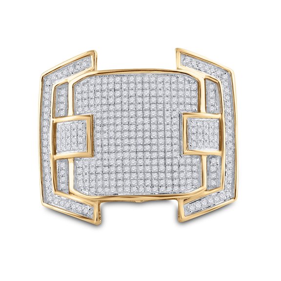 10K Yellow Gold Mens Round Diamond Cluster Ring 5/8 Cttw, Mens Size: 7-13