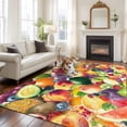 thumbnail image 3 of Summer Fruit Washable Area Rug 6 x 9 ft Watermelon Banana Peach Lemon Sweet Pineapple Grape, Soft Non Slip Rugs Stain Repellent Indoor Felt Carpet for Living Dining Room Bedroom Home Office, 3 of 9