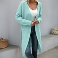 thumbnail image 2 of DHFJKG Women Knit Long Cardigan Sweater Knee-Length Solid Color Open Front Long Sleeve Drop Shoulder With Pocket Coat Fall Winter Soft Trendy Coat, 2 of 4