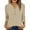 Khaki, variant on Xyxonk 3/4 Length Sleeve Womens Tops 2025 Dressy Casual V-Neck Henley Shirts Work Solid Color Tees Summer Fashion Clothes Brown XL