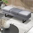 thumbnail image 2 of Costway Waiting Room Bench Seating with Metal Frame Leg Upholstered Reception Bench Grey, 2 of 9