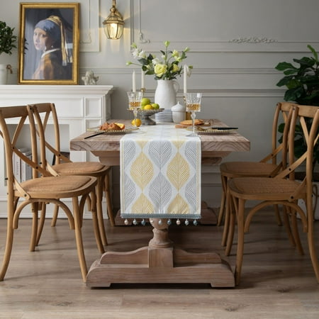 

Christmas Table Runner Washable Table Tunner Tablerunner Runners For Tables Kitchen Room-Yellow-35*200cm