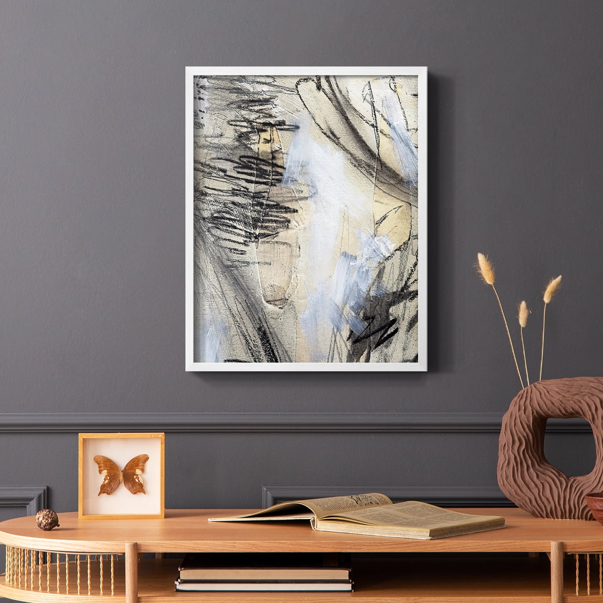 Masked Notes VI Framed Print in White Solid Wood Framed Print No Nail Hanging