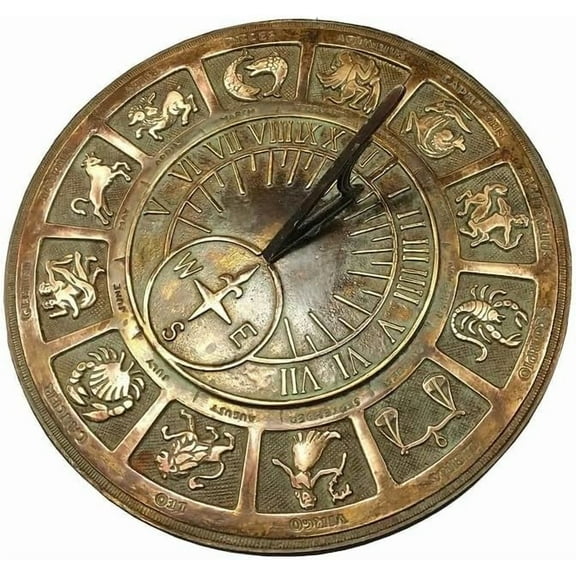 NauticalMart Zodiac Sundial Beautiful Decorative Gift Anniversary Sundial Unique Wedding Gift Garden Or Home Decor