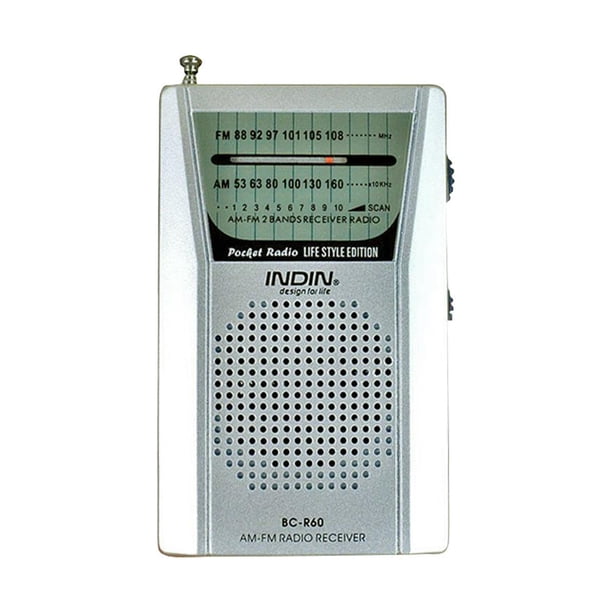 Radio AM FM portátil BC-R60 2AA con batería y conector para auriculares con altavoz Hugtrwg Para estrenar