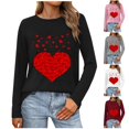 thumbnail image 5 of Aloohaidyvio Women Cute Heart Graphic Crewneck Long Sleeve Regular Fit Casual Valentines Day Tee T-Shirts Tshirt Tops, 5 of 5