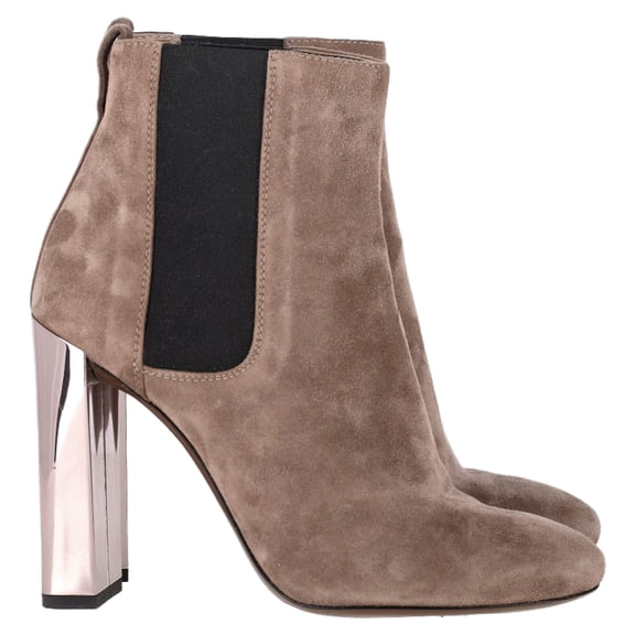 Pre-Owned Fendi High-Heeled Chelsea Boots in Brown Suede