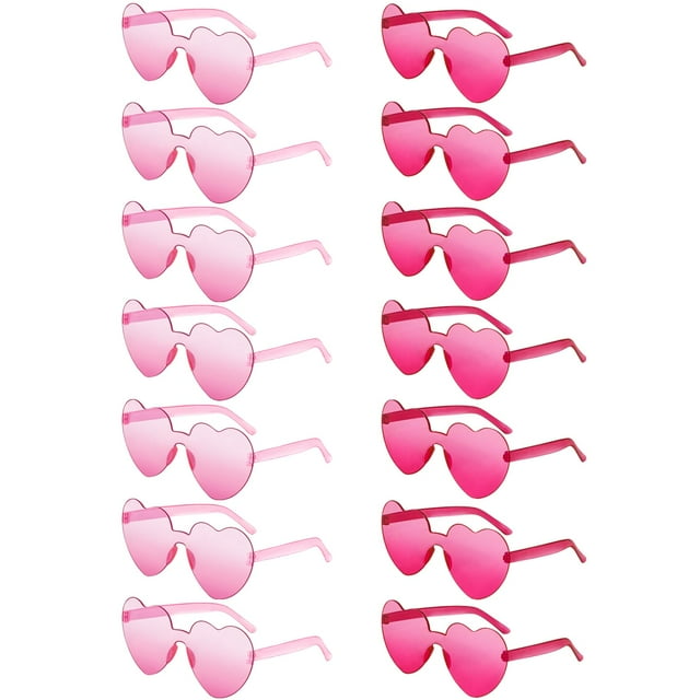 Pack de 14 anteojos de sol con forma de corazón color rosa fuerte para mujer Geopty