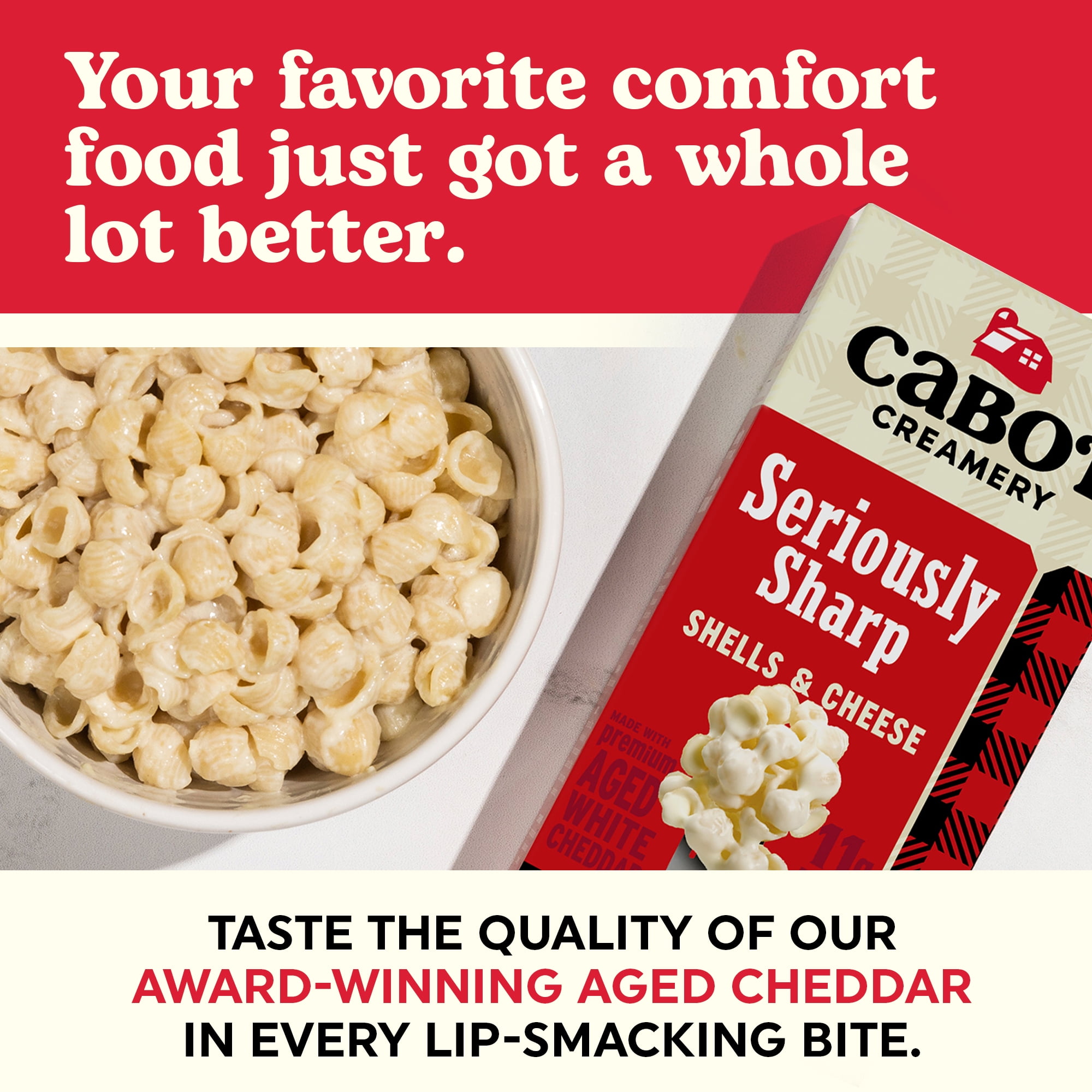 (12 pack) Cabot Seriously Sharp White Cheddar Macaroni and Cheese Shells