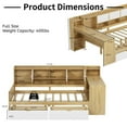 thumbnail image 3 of Full Bed Frames with Storage, L-Shaped Corner Beds with Desk, Wood Daybed with Bookcase, Platform Beds with Drawers and Shelves for Living Room, Bedroom, Teens Room, Natural +White, 3 of 8