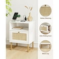 thumbnail image 5 of Rattan Nightstand,Modern Boho Farmhouse Wood Bedside Table with Storage Drawer and Open Shelf,Small Gold Frame Side End Table for Bedroom,Living Room,Office, 5 of 8