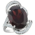 thumbnail image 1 of 14k White Gold Natural Garnet Ring Diamond Accent Oval 16x12mm, size 5.5, 1 of 3