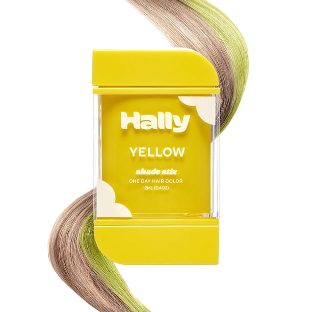 Hally Hair Color temporal para el cabello Shade Stix (amarillo) - 12 ml de tiza para el cabello lavable para niños, adolescentes y adultos - Un toque de color de un día para festivales, eventos deport