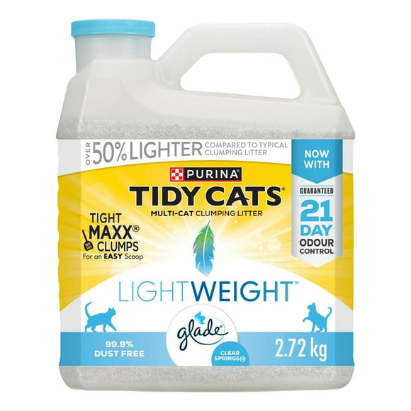 Tidy Cats Poids Plume avec Glade Source Pure Multichat, Litière Agglomérante pour Chats 2,72 kg 2,72 kg