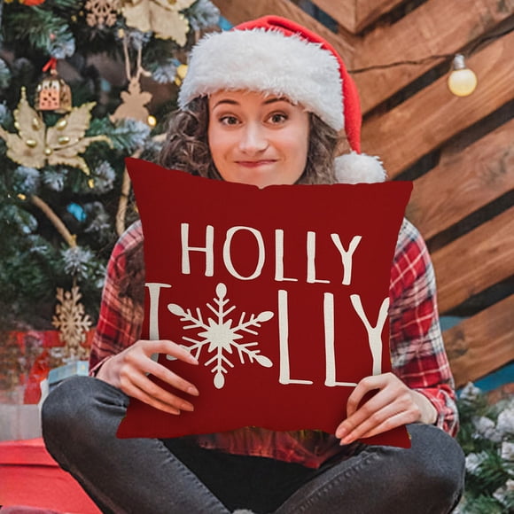 Cojín Navideño Doble Rojo con Diseño de Gnomo, Ideal para Decorar El Sofá o La Cama.