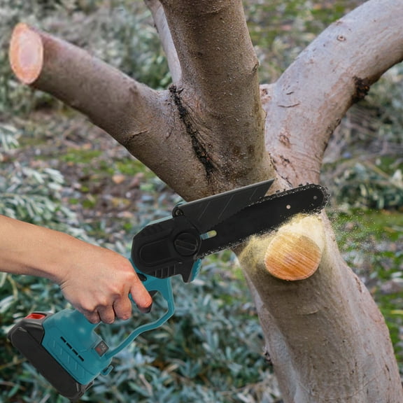 ToppiJoy 750W Cordless Pole Saw with Battery and Charger, Mini Chainsaw Extendable Branch Chainsaw, Brushless Handheld Chainsaw for Wood Cutting, Tree Trimming, Branch Pruning, Garden Tools (Blue)