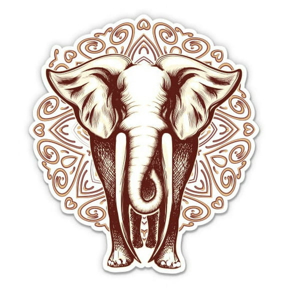 Elephant With Mandala Pretty Ethnic - 3" Vinyl Sticker - For Car Laptop Water Bottle Phone - Waterproof Decal