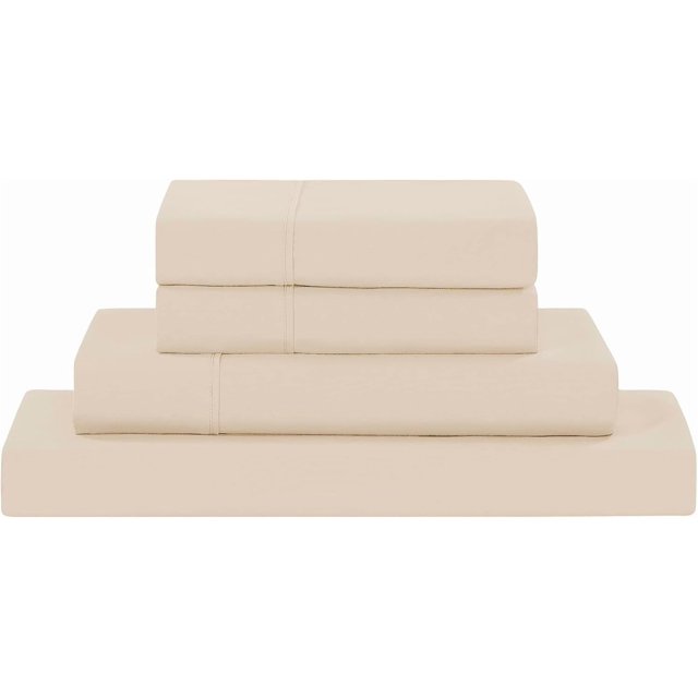 REJODA-Soft Microfiber Solid Sheets - Luxurious Microfiber Bed Sheets - Includes Flat Sheet, Fitted Sheet with Deep Pockets, & Pillowcases Egg Shell Queen