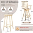 thumbnail image 2 of EPICOZY 3-Piece Outdoor Bar Set, Solid Log Wood Swivel Adirondack Chairs Set of 2 with Bar Height Table, 500 LBS Heavy Duty Rustic Patio Bistro Set for Porch, Deck, Pub, Cabin, Natural, 2 of 7