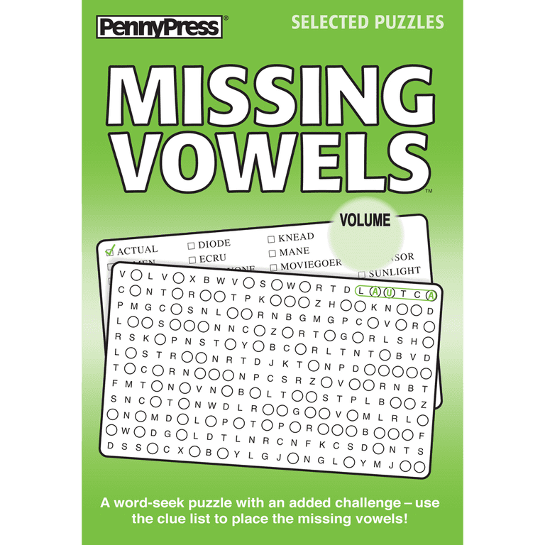 Penny Press Dell Missing Vowels Word Seek Puzzle 4-Pack, Over 200