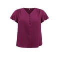 thumbnail image 4 of DARING DIVA Women's Plus Ruffle Sleeve V Neck Button Decor Blouse 2X Purple Red, 4 of 5