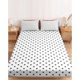 thumbnail image 2 of King Size Fitted Sheet Set - Black Polka Dot 3 Piece Bedding Sets 16" Deep Pocket Fitted Sheet with 2 Pillowcases, Modern Simple Geometric Circle Brushed Microfiber Hotel Luxury Bed Sheets, 2 of 9