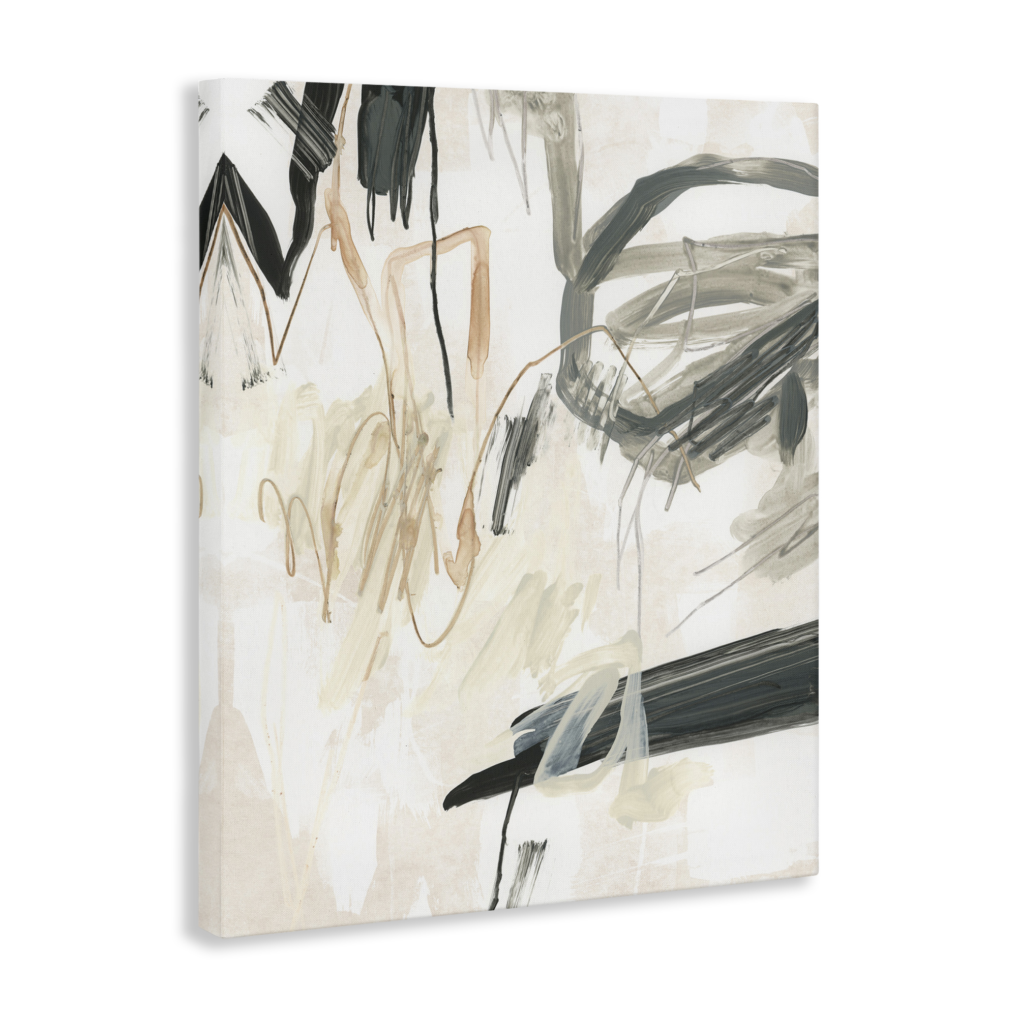Stupell Industries Scribbled Abstract on Beige Abstract Painting Gallery Wrapped Canvas Art Print Wall Art, 16 x 20