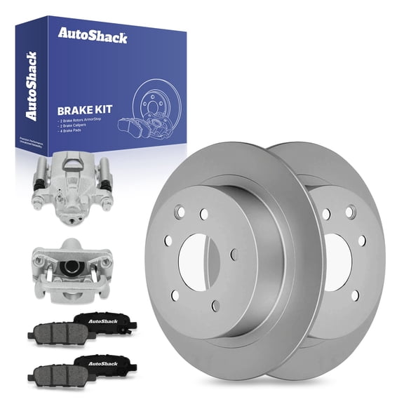 AutoShack Rear Brake Rotors Premium Ceramic Brake Pads Calipers | Replacement for 2011-2017 Nissan Juke 2013-2019 Sentra 1.6L 1.8L AWD FWD | Coated | 8-PC Brake Kit | ArmorStop