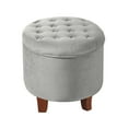 thumbnail image 1 of HomePop Pouf de Rangement Rond en Velours Capitonné à Boutons avec Couvercle Amovible, Gris, 1 of 5