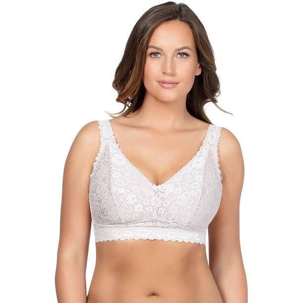 PARFAIT Adriana Womens Full Figured Supportive Wirefree Lace Bralette  J-Hook Style P5482