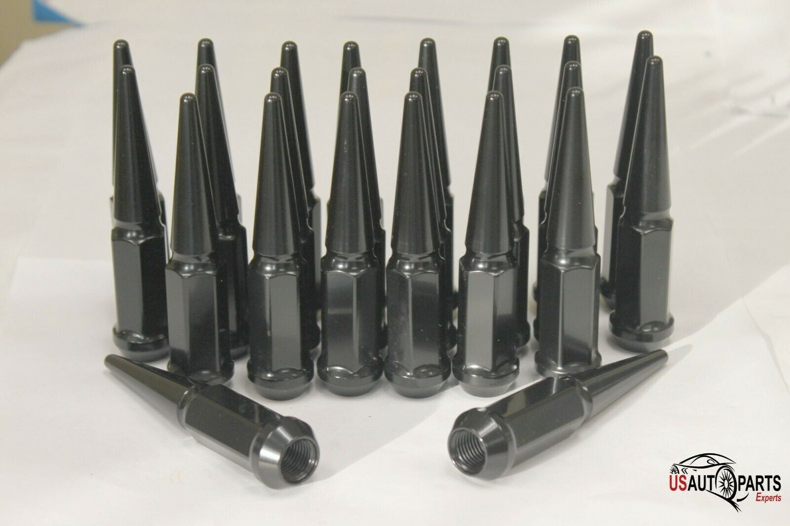 Set of 20, Black 14x1.5 Spike Steel Lug Nuts Extend for CHEVY SILVERADO