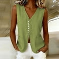 thumbnail image 6 of SwiftWear Women's Linen Blend Button Front Tank Top Vest V-Neck Sleeveless Overshirt with Pockets, Lightweight Summer Outerwear​, 6 of 7
