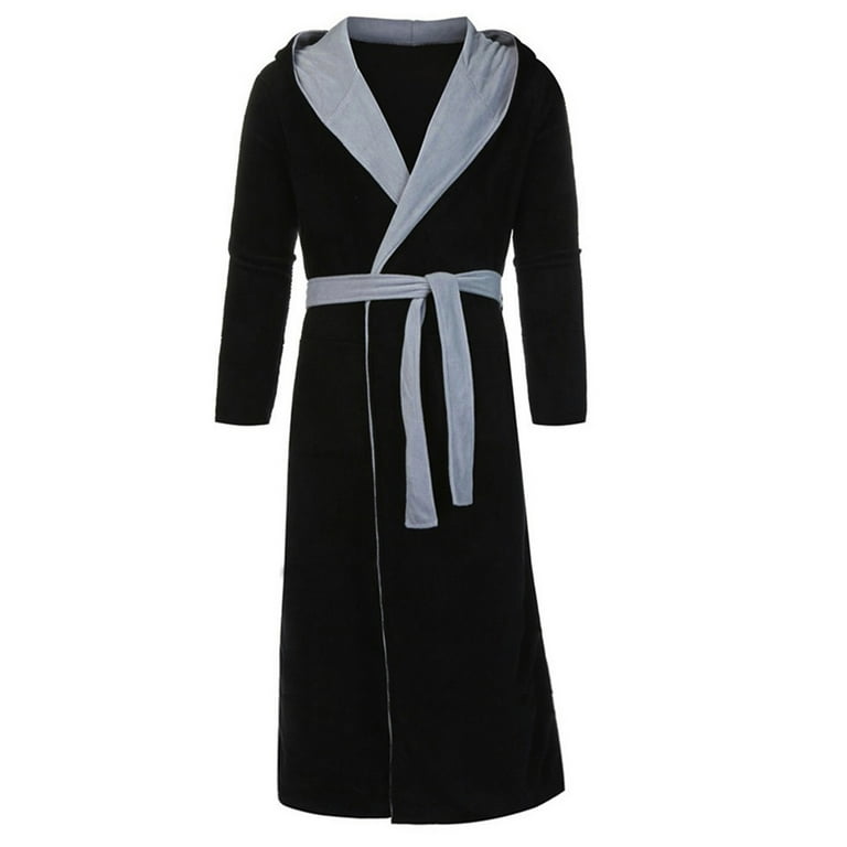 Night Gowns for Mens Fall Winter Slip Velour Color Block Long Oversized  Thermal Fuzzy Hooded Tie Knot Basic Hood Pajamas Night Gowns Robes Bath Robe  Mens 2025 - Walmart.com