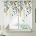 thumbnail image 2 of Eucalyptus Leaves Swag Valances for Windows, Kitchen Window Curtains Over Sink, Summer Botanical Green Watercolor Window Treatment Curtains for Living Room/Bedroom Curtains 2 Panel Sets 36"x45", 2 of 8