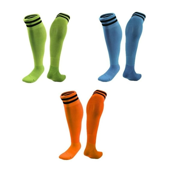 Lian LifeStyle 3 Pairs Knee High Sports Socks for Soccer, Softball, Baseball, Soccer, and Many Other Sports XL002 Size S Green,LightBlue,Orange