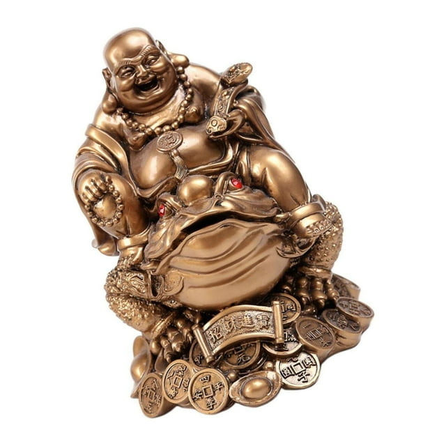 Laughing Buddha Sit On Money Frog Statue Statue Baby Dragon Good Luck for Tabletop Decoration Bronzes