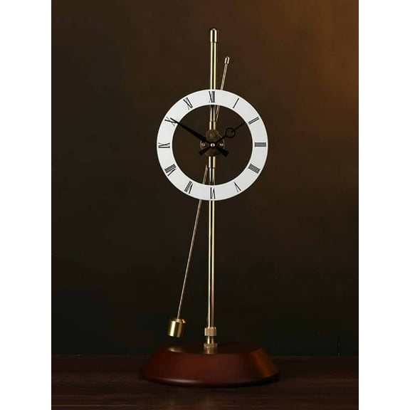 Silent Clock Decoration Clock Desktop Aerodynamic Clock Table Clock Invisible Home Decor Desk Pendulum Clock Brass Solid Wood