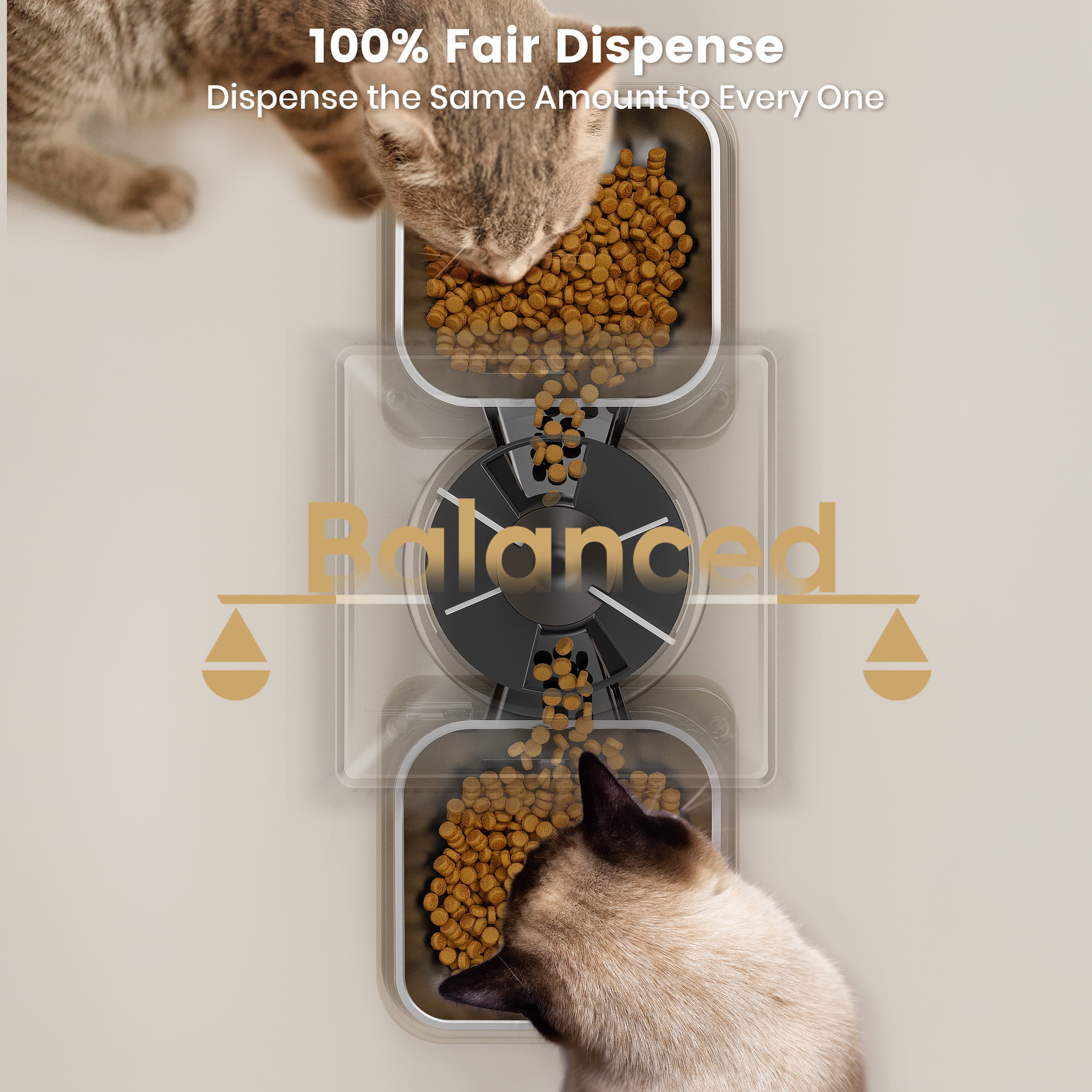 Oneisall 5L/20 Cups Automatic Cat Food Dispenser for 2 Cats/2 Small Dogs, PFD-002 Automatic Cat Feeder with 1 Desiccant Bag, Cat Feeders Automatic Cat Food, Timed Cat Feeder for Pet Dry Food - Black