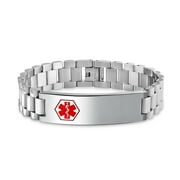 Customized Blank Medical Identification Doctors Medical Alert ID Watch Band Link Bracelet For Men Stainless Steel 8.5 Inch